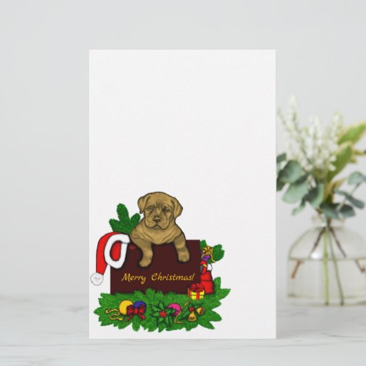 XMas Puppy Briefpapier (Staand voorkant)