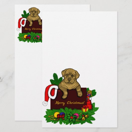 XMas Puppy Briefpapier (Voorkant / Achterkant)