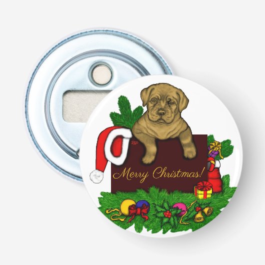 XMas Puppy Button Flesopener (Voorkant)