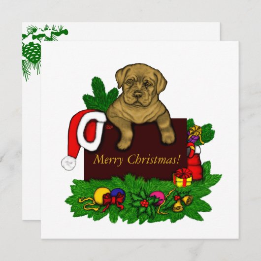 XMas Puppy Feestdagenkaart (Voorkant / Achterkant)