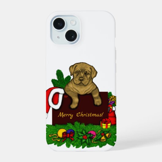 XMas Puppy iPhone 15 Case (Achterkant)