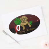 XMas Puppy Ovale Sticker (Envelop)