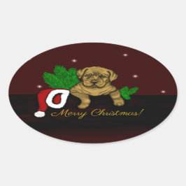 XMas Puppy Ovale Sticker