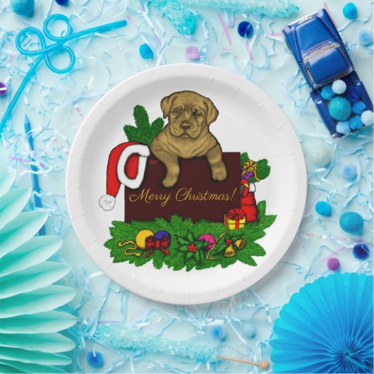XMas Puppy Papieren Bordje (Feest)