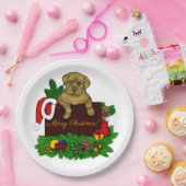 XMas Puppy Papieren Bordje (Feest)