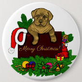 XMas Puppy Ronde Button 6,0 Cm (Voorkant)