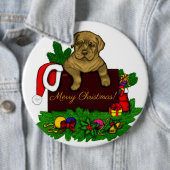 XMas Puppy Ronde Button 6,0 Cm (In situ)