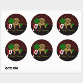 XMas Puppy Ronde Sticker (Vel)