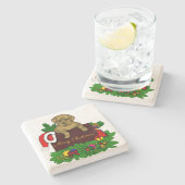 XMas Puppy Stenen Onderzetter (Zijkant)