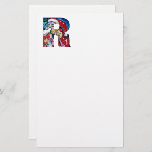 XMAS R BRIEF/SANTA CLAUS MET VIOLIN MONOGRAM BRIEFPAPIER (Voorkant / Achterkant)