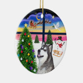 Xmas-raam - Alaskan Malamute Keramisch Ornament (Rechts)