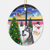Xmas-raam - Alaskan Malamute Keramisch Ornament (Links)