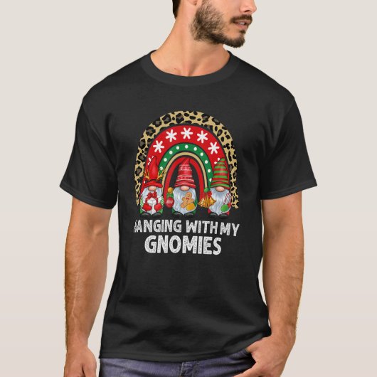 Xmas Rainbow Hanging With My Gnomies Gnome Christ T-shirt (Voorkant)