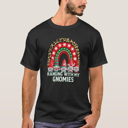 Xmas Rainbow Hanging With My Gnomies  Gnome Christ T-shirt (Voorkant)