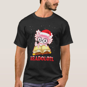 Xmas Readolotl Boekenwurm boek lezen Amphibian Axe T-shirt