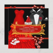 Xmas Red Black Stropdas Dinner Party Corporate Kaart (Voorkant / Achterkant)