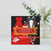 Xmas Red Black Stropdas Dinner Party Corporate Kaart (Staand voorkant)