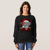 Xmas Red Buffalo Plaid Cow Santa Claus Hat Mooey C Trui (Voorkant volledig)