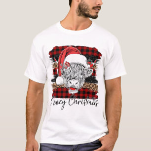 Xmas Red Buffalo Pset Koe Santa Claus Pet Mooey C T-shirt