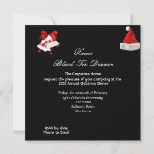 Xmas Red Corporate Black Stropdas Dinner Party Kaart (Achterkant)