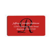 Xmas Red White getextureerd monogram Retouradres Etiket (Voorkant)
