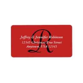 Xmas Red White getextureerd monogram Retouradres Etiket