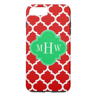 Xmas Red White Moroccan #5 Emerald Name Monogram Case-Mate iPhone Case