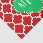 Xmas Red White Moroccan #5 Emerald Name Monogram Tissuepapier (Detail)