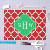 Xmas Red White Moroccan #5 Emerald Name Monogram Tissuepapier (Craft)