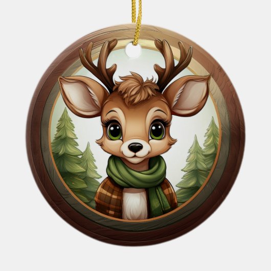 Xmas Reindeer Character Christmas Doe Antlers 🦌🎄 Keramisch Ornament (Voorkant)
