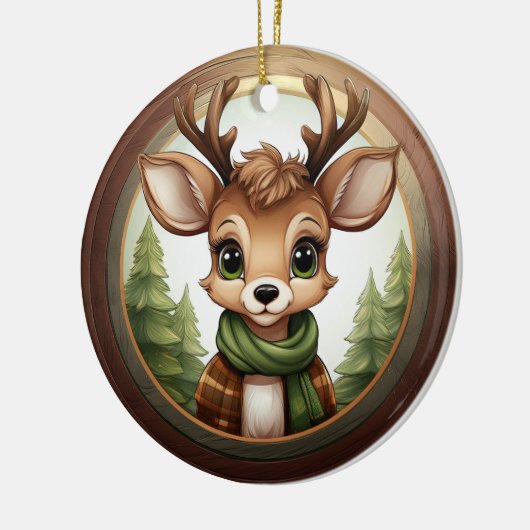 Xmas Reindeer Character Christmas Doe Antlers 🦌🎄 Keramisch Ornament (Links)