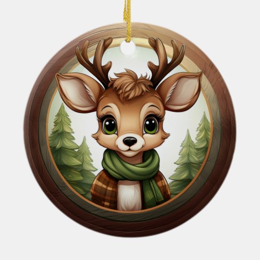 Xmas Reindeer Character Christmas Doe Antlers 🦌🎄 Keramisch Ornament (Achterkant)