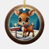 Xmas Reindeer Wildlife North Pole Deer Rustic 🎄🦌 Keramisch Ornament (Voorkant)