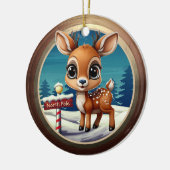 Xmas Reindeer Wildlife North Pole Deer Rustic 🎄🦌 Keramisch Ornament (Links)