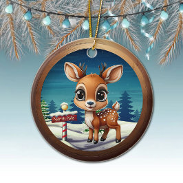 Xmas Reindeer Wildlife North Pole Deer Rustic 🎄🦌 Keramisch Ornament