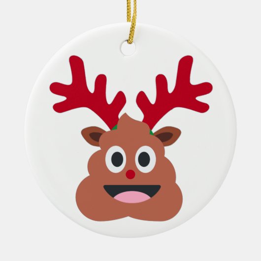 xmas render poo emoji keramisch ornament (Voorkant)