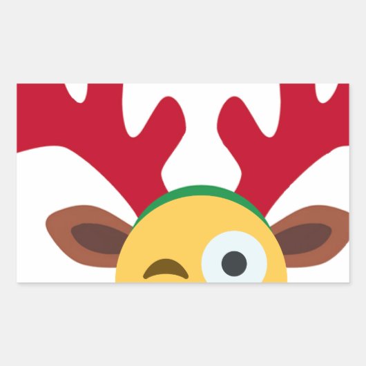 xmas render wink emoji rechthoekige sticker (Voorkant)