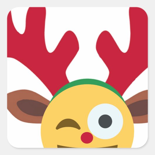 xmas render wink emoji vierkante sticker (Voorkant)