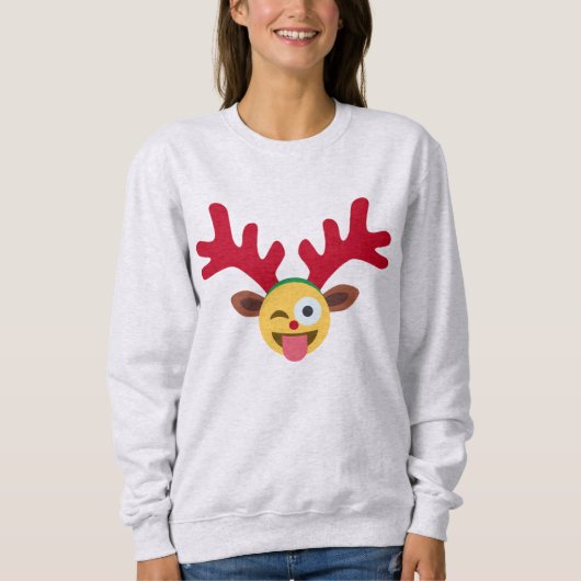 xmas render wink emoji womens sweatshirt (Voorkant)