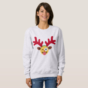 xmas render wink emoji womens sweatshirt