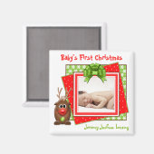 Xmas Rendier Baby's Eerste Kerstmagneet Magneet (Voorkant / Achterkant)