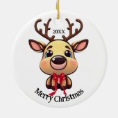 Xmas rendieren, herten met gewei, cartoon grafisch keramisch ornament (Achterkant)
