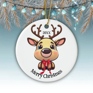Xmas rendieren, herten met gewei, cartoon grafisch keramisch ornament