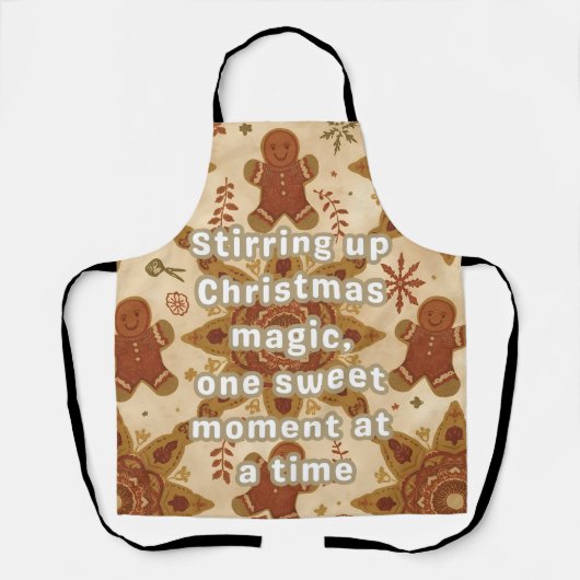 XMAS Retro‑Boho Gingerbread Magic Chef Schort (Voorkant)