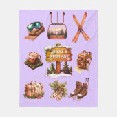 Xmas  Retro Skiing Paar Outdoor Lavendel Fleece Deken (Voorkant)