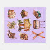 Xmas  Retro Skiing Paar Outdoor Lavendel Fleece Deken (Voorkant (Horizontaal))