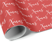 Xmas Rode Script Patroon Kerst Vakantie Cadeaupapier (Rol Hoek)