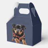 Xmas Rottweiler Kersthond met een sjaal Bedankdoosjes (Achterkant)