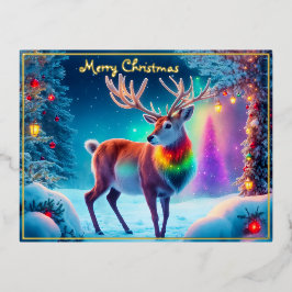 Xmas Rudolph rendieren winter Kerstboom koel Folie Feestdagen Briefkaart