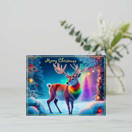 Xmas Rudolph rendieren winter Kerstboom koel Folie Feestdagen Briefkaart (Staand Voorkant)